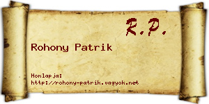 Rohony Patrik névjegykártya